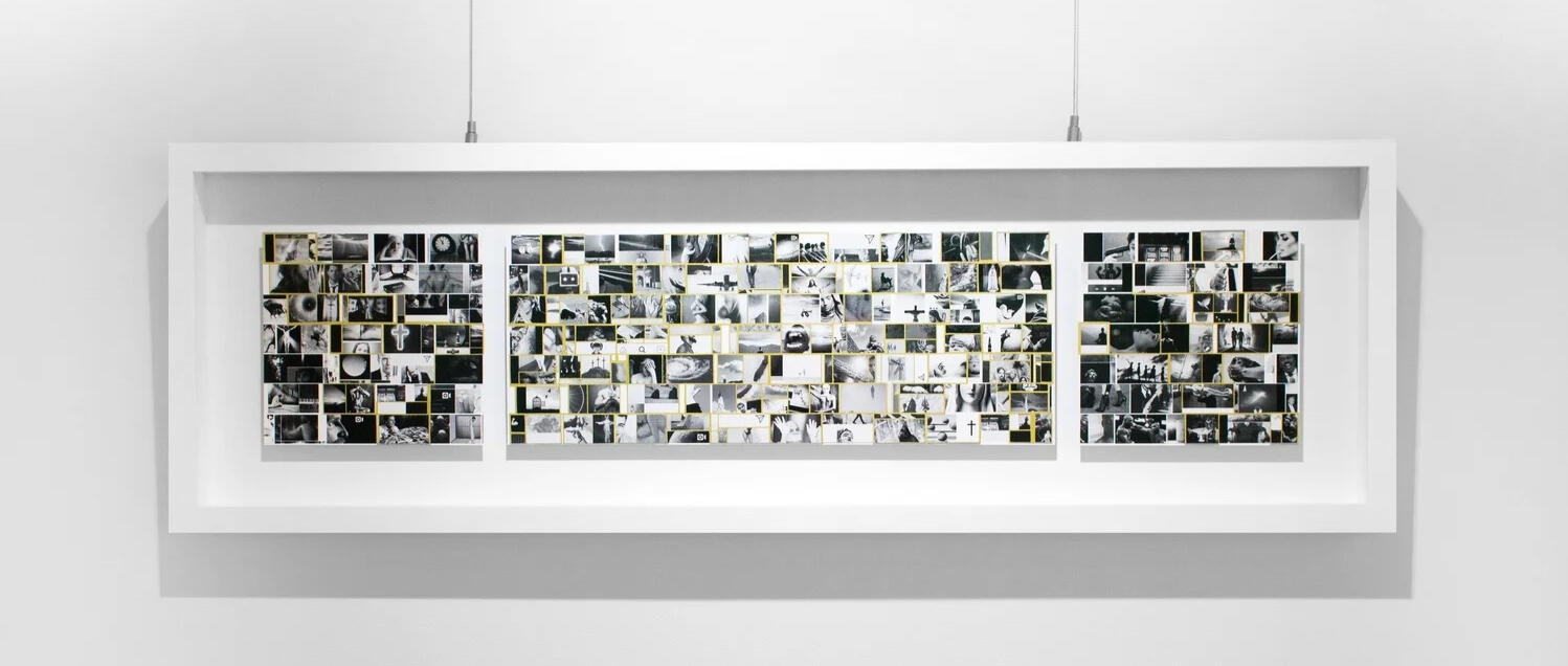 #God Triptych Mixed Media Collage, Framed 19.5 x 93 cm 2017